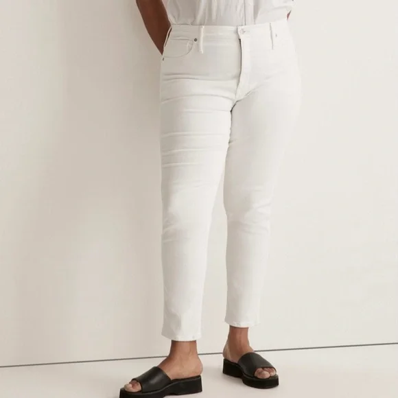 Madewell Stovepipe Jeans NWT Pure White High Rise Slim Fit Stretch Denim - Picture 1 of 14